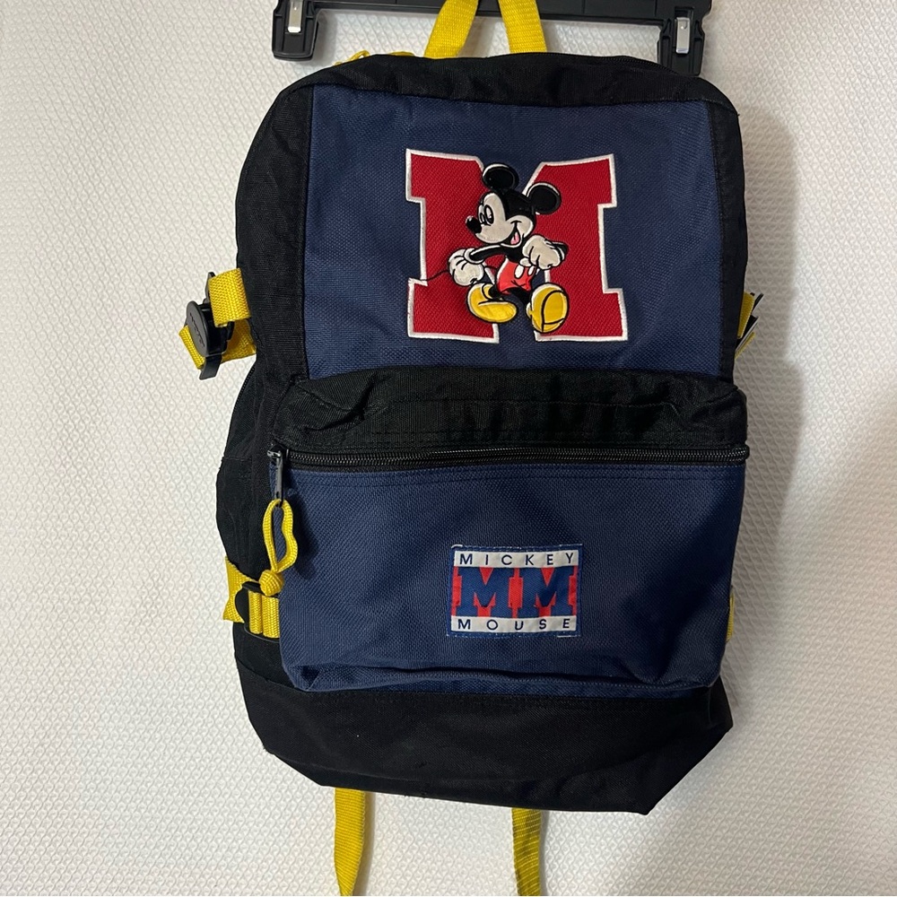 Vintage Disney Mickey Mouse Backpack Bookbag Zippers Adjustable Strap Colorblock